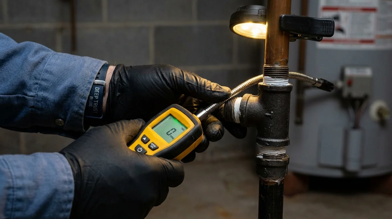 Gas leak detection with electronic sniffer by Johns Plumbing LLC in Pemberville