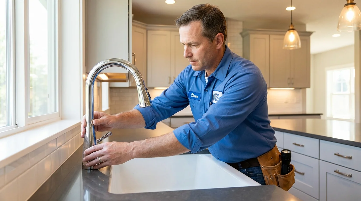 Kitchen faucet installation by Johns Plumbing LLC in Pemberville